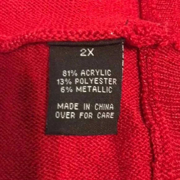 IN STUDIO WO SZ 2X RED METALLIC SWEATER & CHRISTMAS ACCENT NECKLACE - Picture 10 of 11